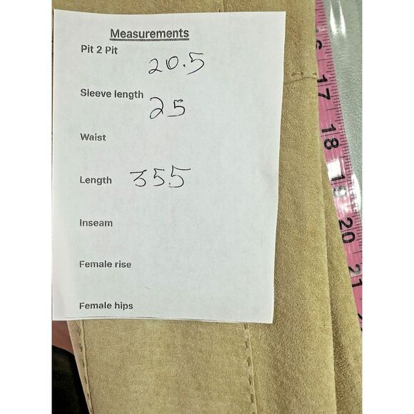 Coldwater Creek 100% Suede Leather Jacket Women's Large Tan Long Western *READ* - Picture 11 of 11